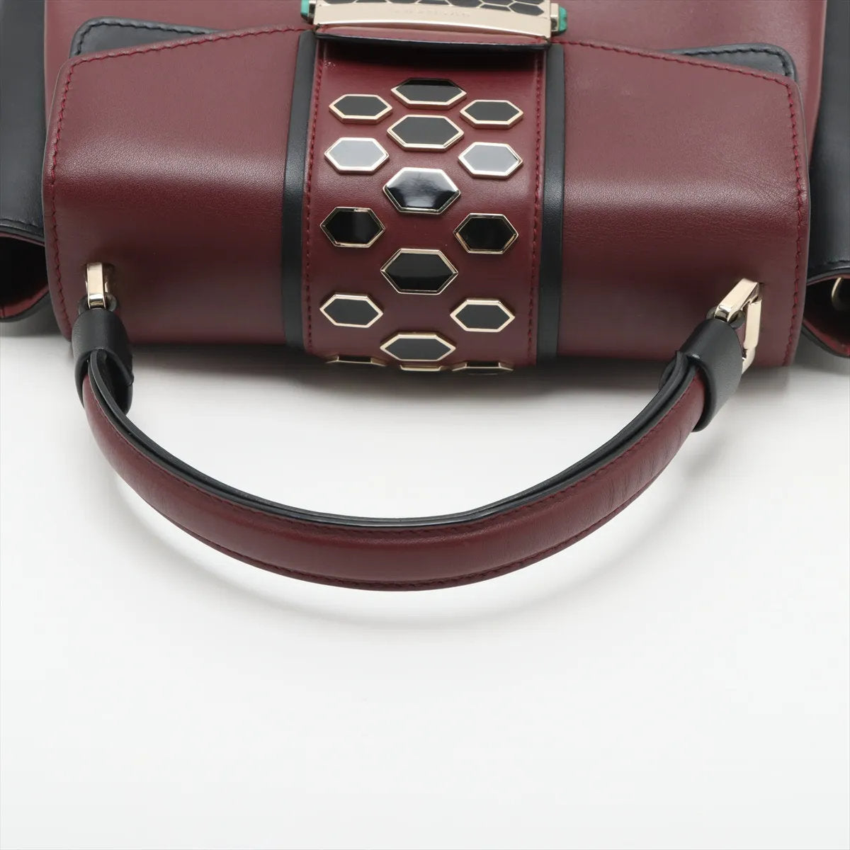 美品 ブルガリ セルペンティ ヴァイパー レザー 2WAY ハンドバッグ 斜め掛け ショルダー ボルドー レディース MMM CS50-5