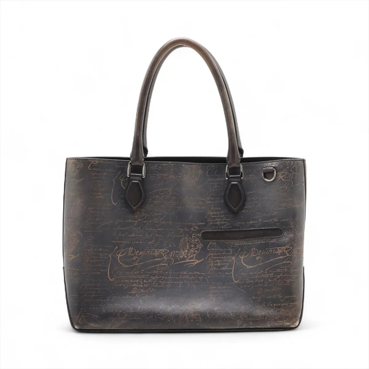 美品 ベルルッティ トゥジュール カリグラフィ レザー トート バッグ ビジネス 通勤 書類鞄 本革 ブラウン A4 メンズ MMM CT50-5