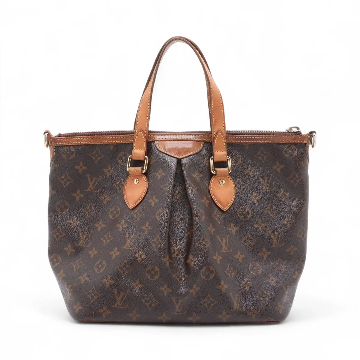 美品 ルイヴィトン モノグラム パレルモ PM M40145 レザー トート バッグ 肩掛け ショルダー ハンド ブラウン レディース EEE CV52-4