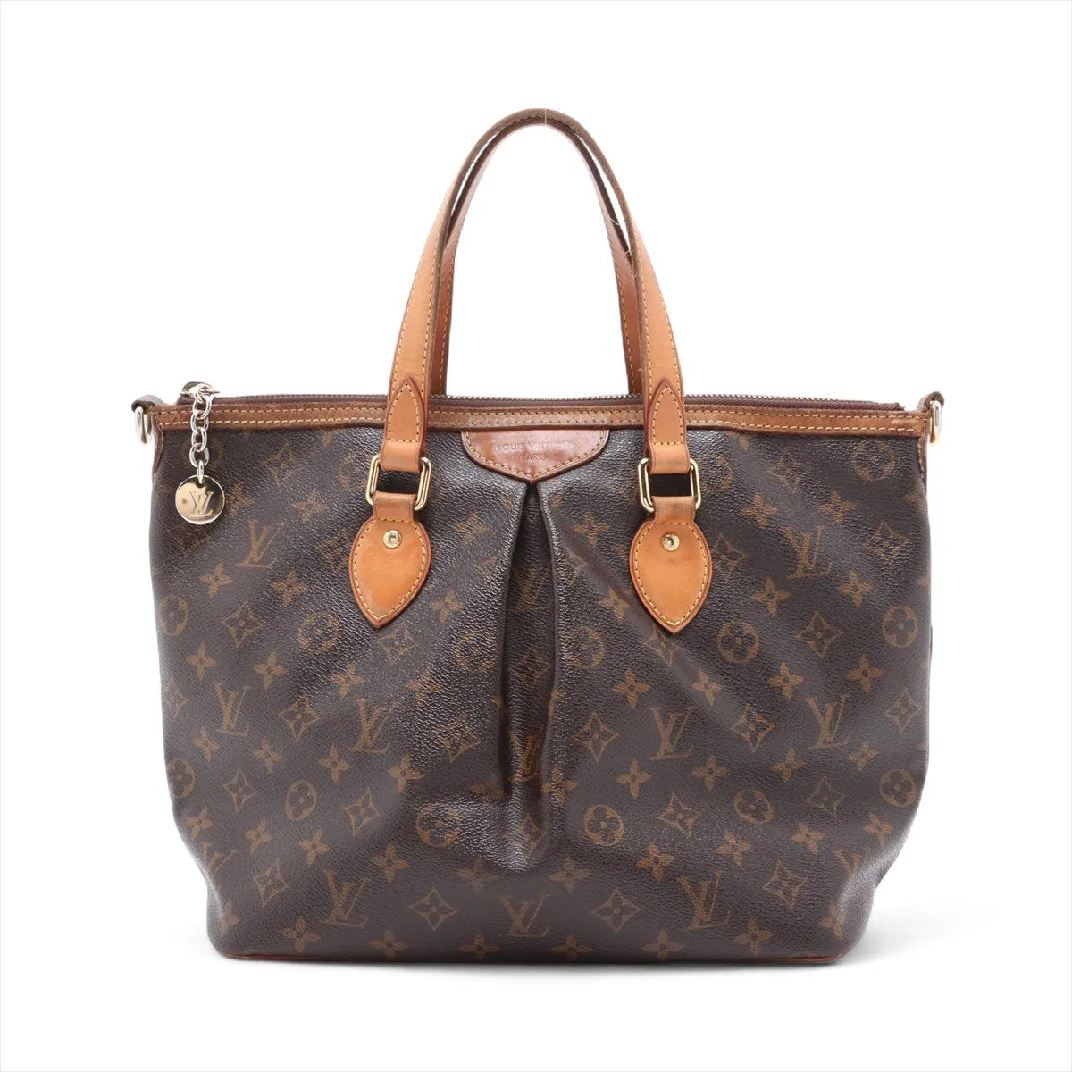 美品 ルイヴィトン モノグラム パレルモ PM M40145 レザー トート バッグ 肩掛け ショルダー ハンド ブラウン レディース EEE CV52-4
