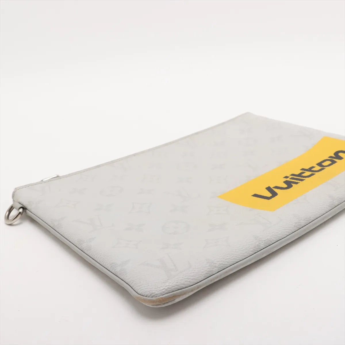 美品 ルイヴィトン モノグラム ホワイト ジップド ポーチ GM M68310 レザー セカンドバッグ クラッチ ポーチ メンズ MMM CV53-10