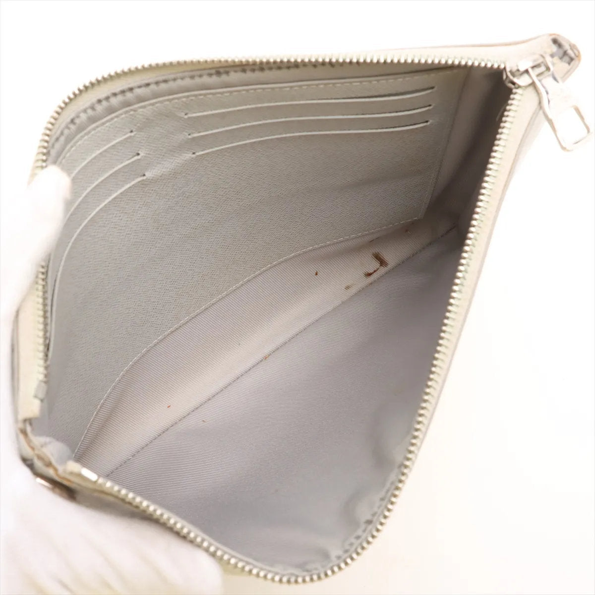 美品 ルイヴィトン モノグラム ホワイト ジップド ポーチ GM M68310 レザー セカンドバッグ クラッチ ポーチ メンズ MMM CV53-10