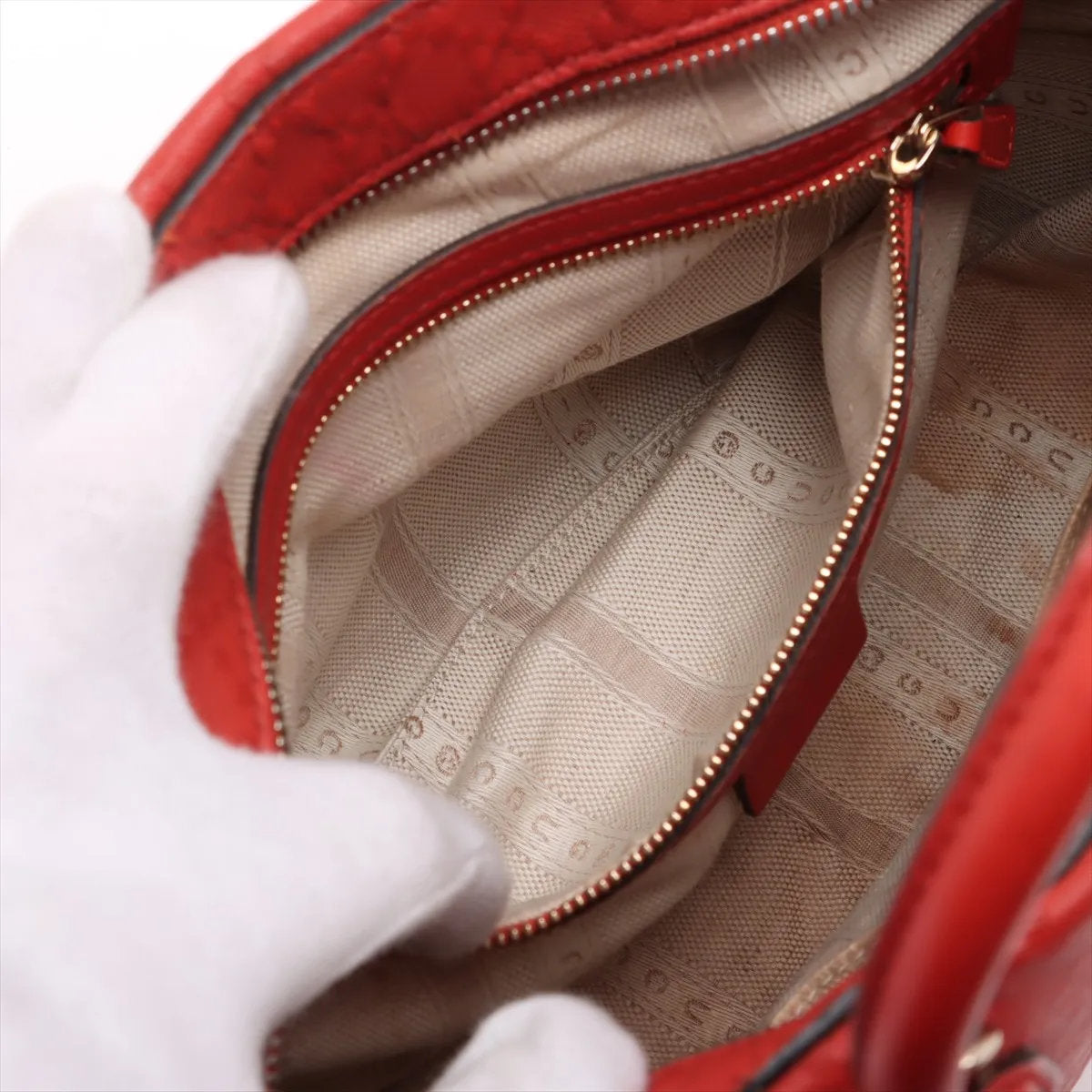 美品 グッチ ディアマンテ レッド 354224 レザー 2WAY ハンドバッグ 斜め掛け ショルダー 本革 ブランド レディース MMM CR52-10