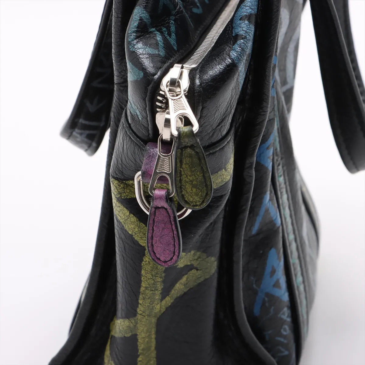 美品 バレンシアガ グラフィティ バザールショッパー XS レザー 2WAY トートバッグ 斜め掛け ショルダー 513989 レディース EEE CV52-2