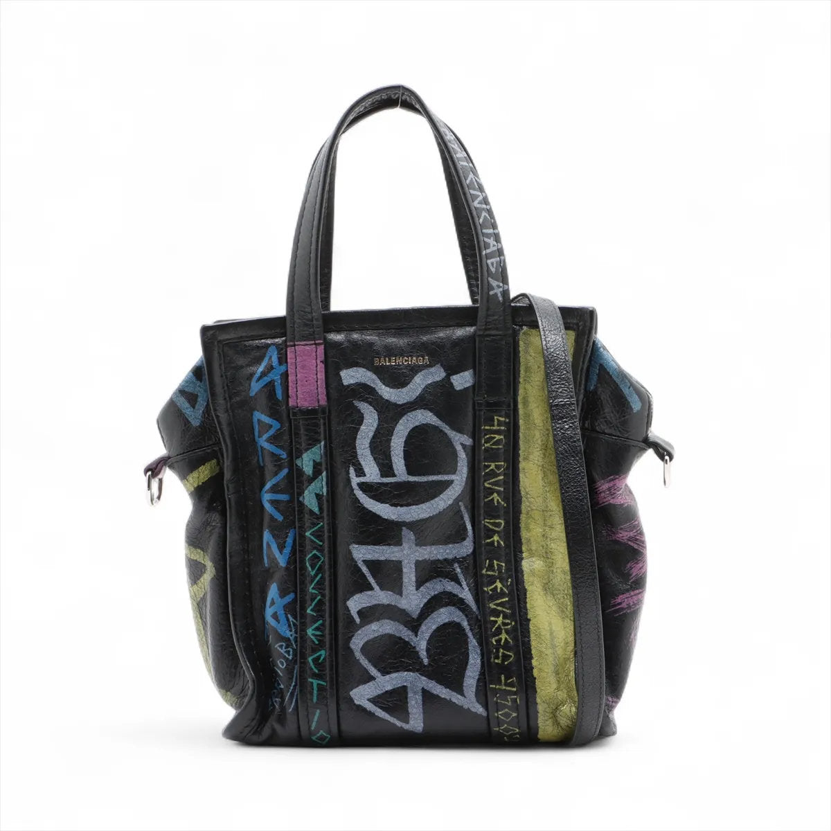 美品 バレンシアガ グラフィティ バザールショッパー XS レザー 2WAY トートバッグ 斜め掛け ショルダー 513989 レディース EEE CV52-2