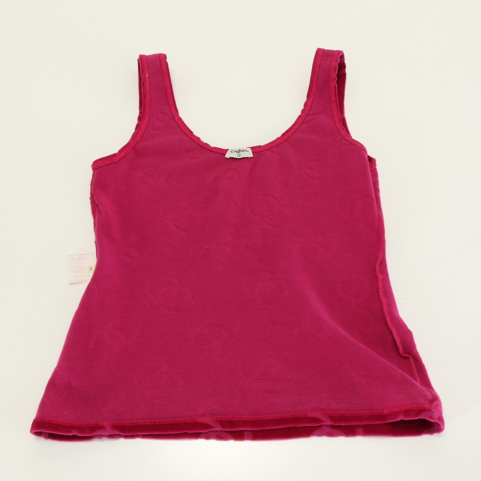 極美品 シャネル ココマーク タンクトップ ノースリーブ アパレル 高級 人気 定番 おしゃれ ベロア レディース AET 0628-1E3