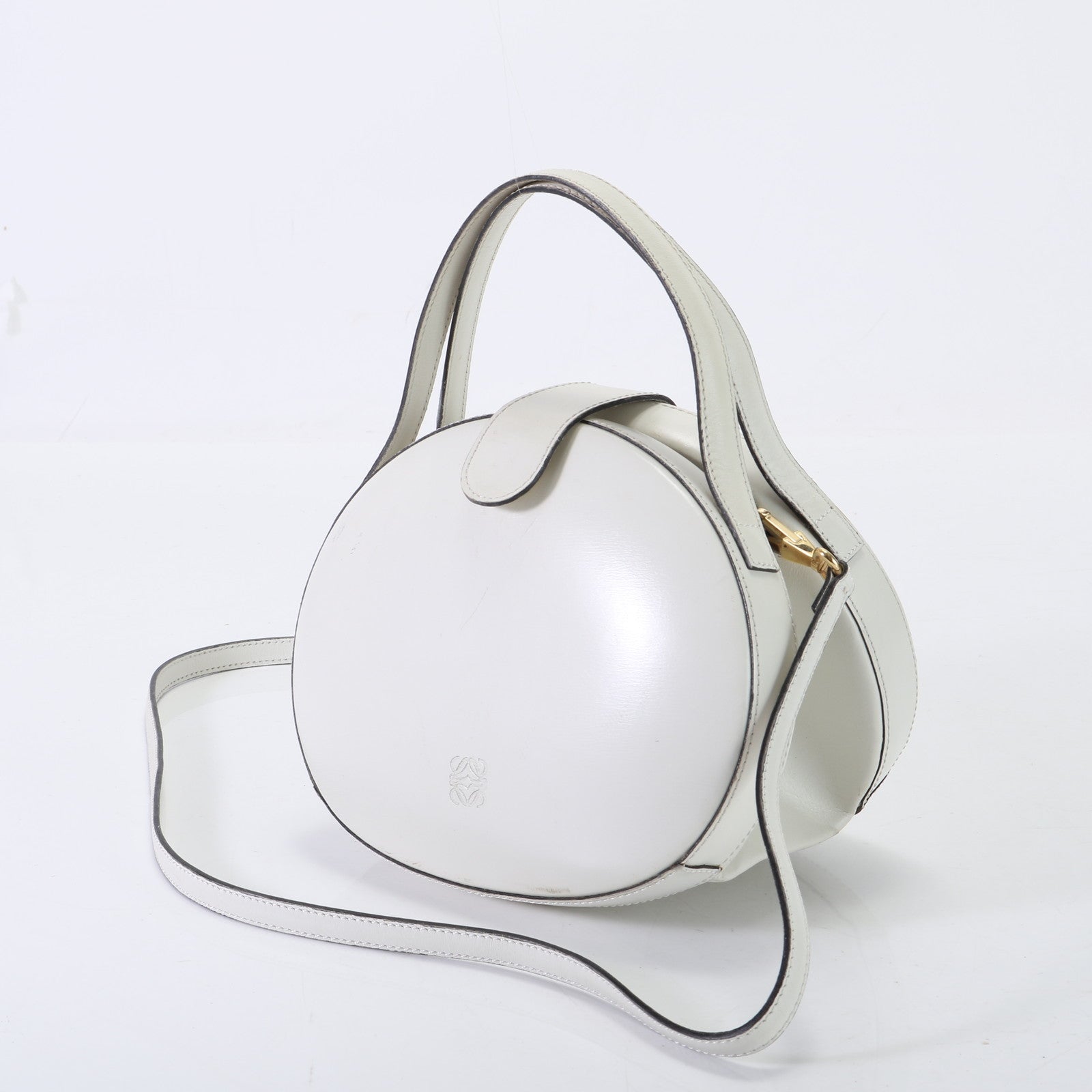 ヴィンテージ ロエベ アナグラム レザー 2WAY ショルダーバッグ 斜め掛け ハンド トート ゴールド 金具 レディース EET D5-5