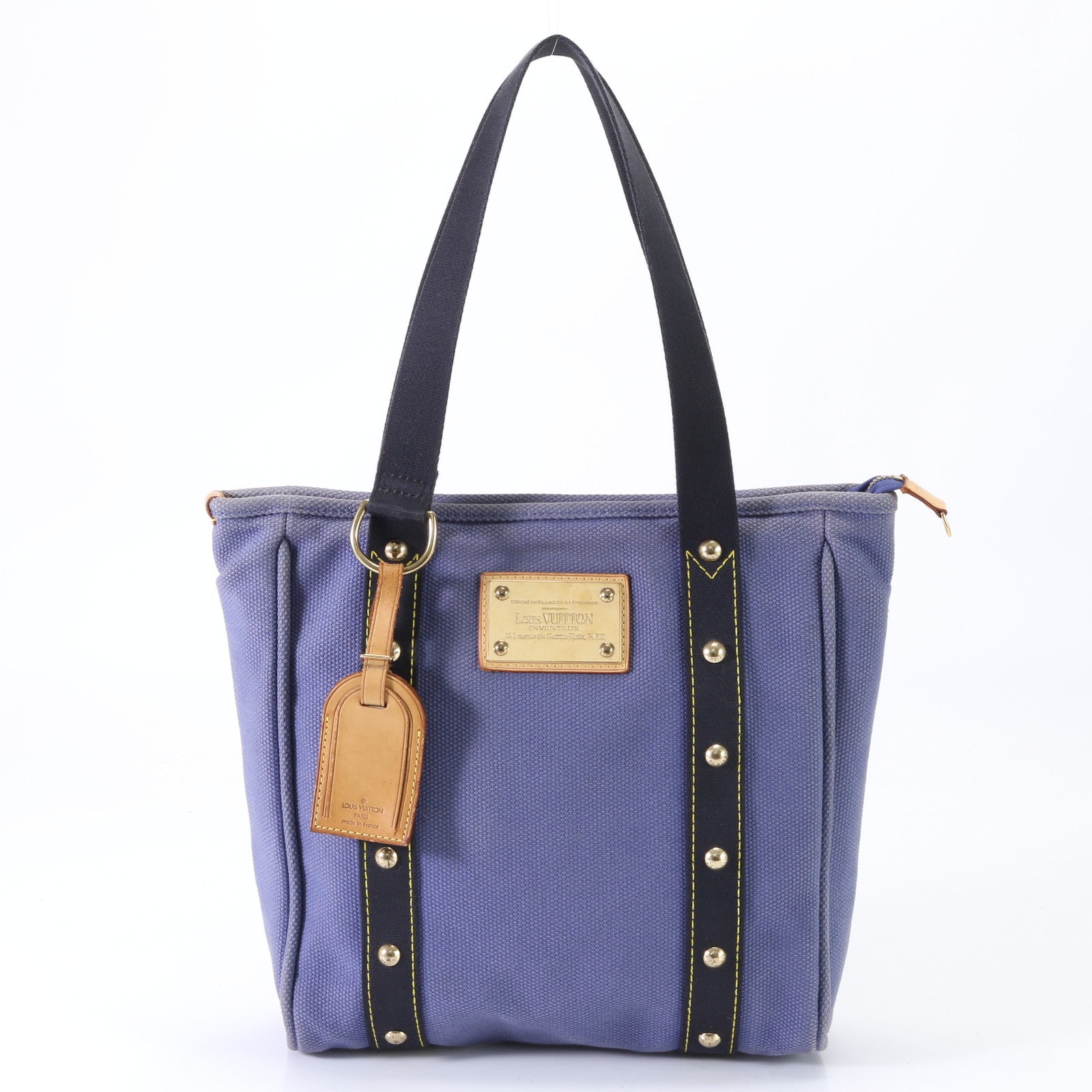 ルイヴィトン アンティグア カバ MM ブルー M40087 レザー キャンバス トート バッグ ショルダー 通勤 メンズ レディース EEM S20-4
