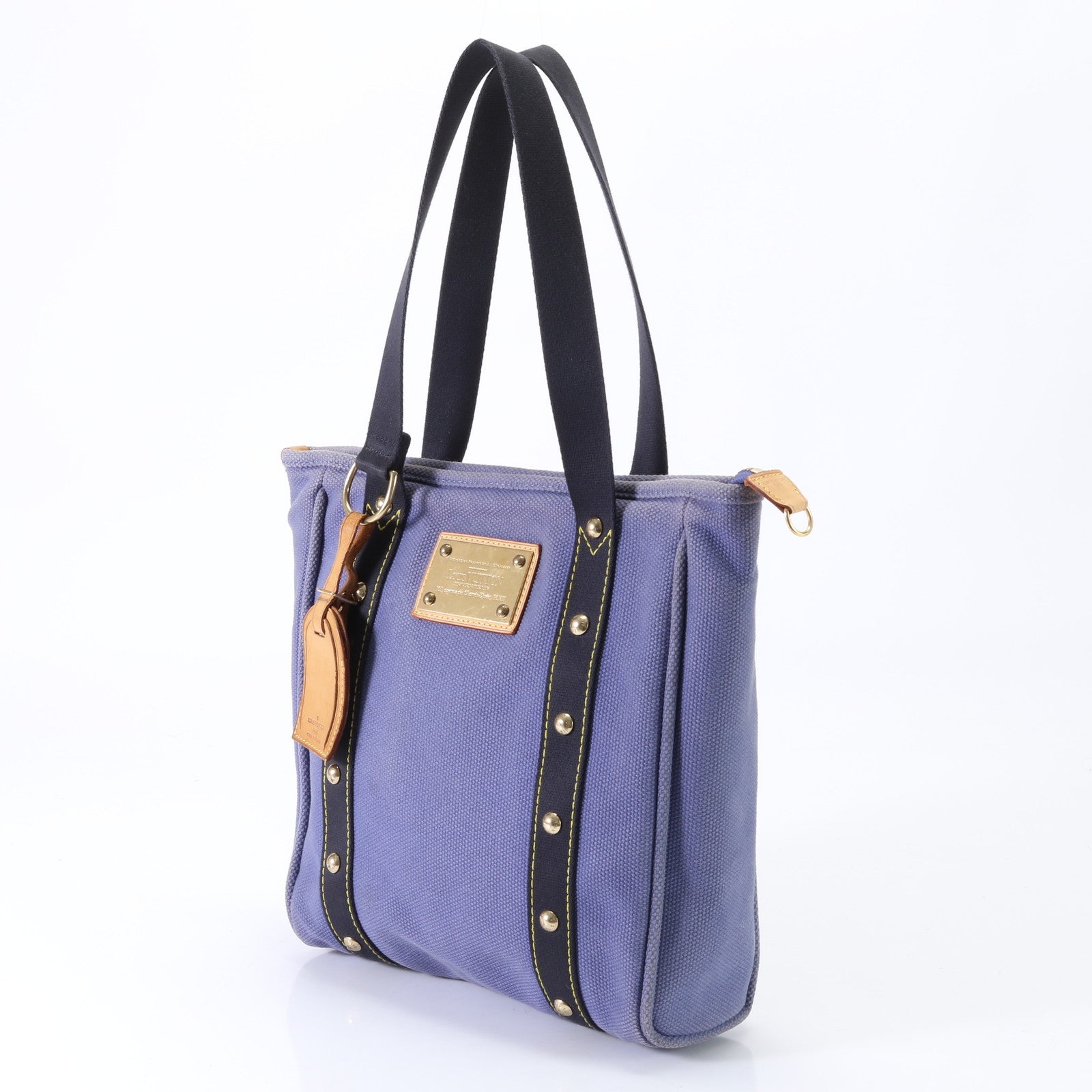 ルイヴィトン アンティグア カバ MM ブルー M40087 レザー キャンバス トート バッグ ショルダー 通勤 メンズ レディース EEM S20-4