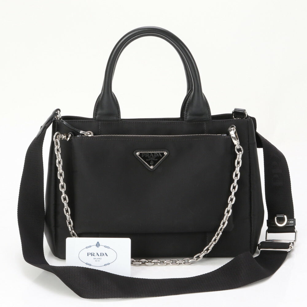 極美品 プラダ ギャランティ付 テスート ナイロン レザー 2WAY ショルダーバッグ 1BG364 斜め掛け ハンド トート レディース EEE AW1-4