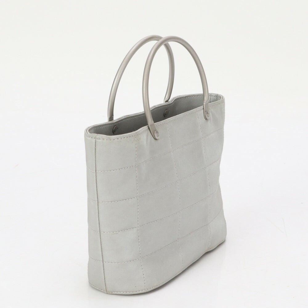 美品 シャネル シリアルシール付 ハンドバッグ トート グレー シルバー ココマーク レディース MLM BA1-8