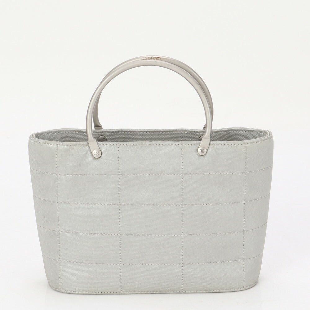 美品 シャネル シリアルシール付 ハンドバッグ トート グレー シルバー ココマーク レディース MLM BA1-8