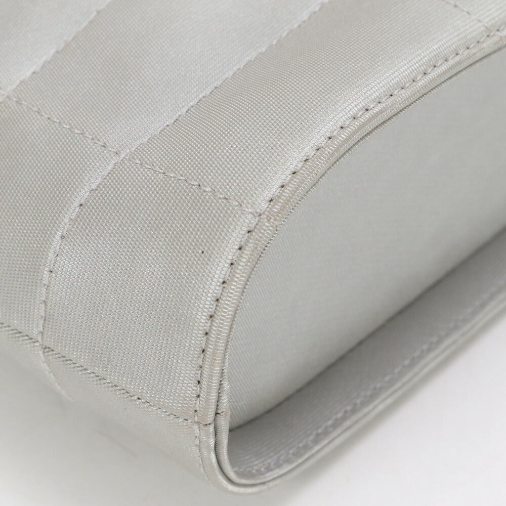 美品 シャネル シリアルシール付 ハンドバッグ トート グレー シルバー ココマーク レディース MLM BA1-8