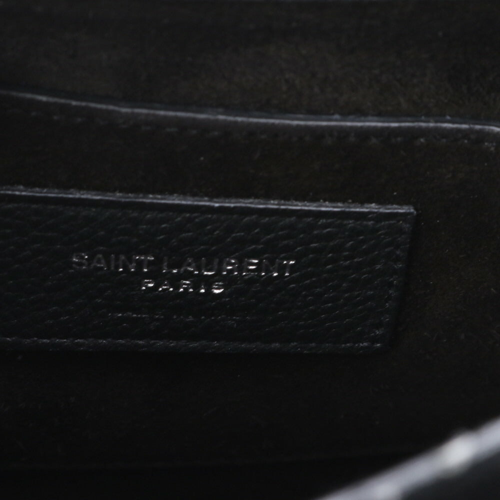 極美品 YSL イヴ サンローラン サンセット レザー ショルダーバッグ 斜め掛け ハンド トート シルバー 金具 レディース ELE BH5-7