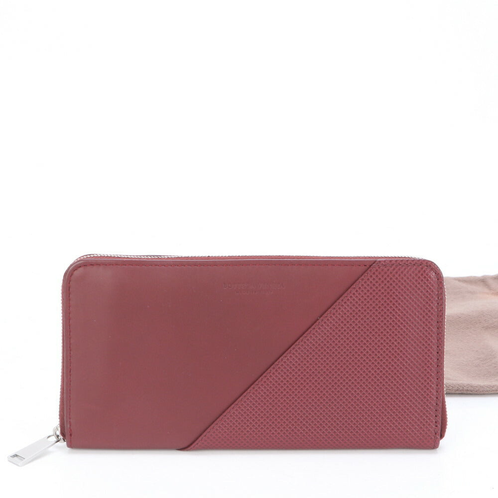 極美品 ボッテガヴェネタ マルコポーロ レザー 長財布 ウォレット ラウンドファスナー ワインレッド メンズ MLM BJ1-5