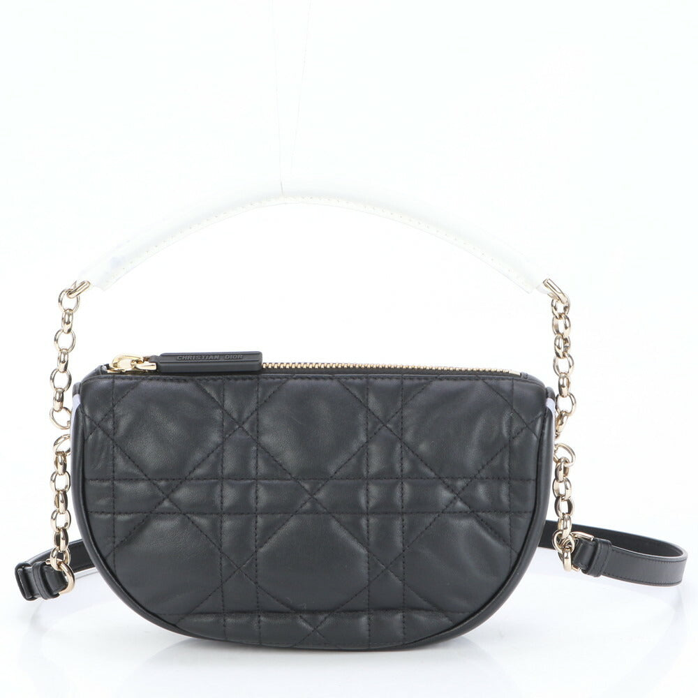 極美品 クリスチャンディオール カナージュ ヴァイブ ホーボー スモール ラム レザー 2WAY ショルダーバッグ レディース EBE BK11-1