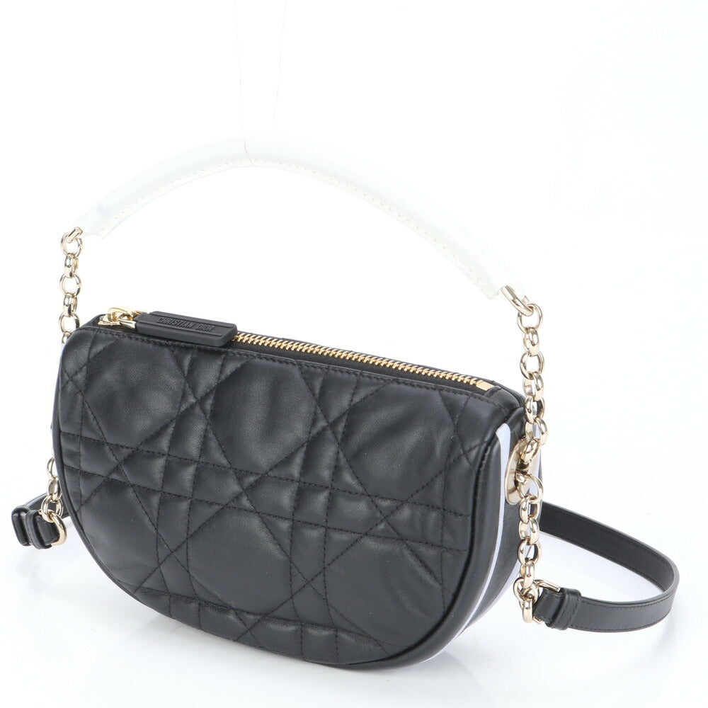 極美品 クリスチャンディオール カナージュ ヴァイブ ホーボー スモール ラム レザー 2WAY ショルダーバッグ レディース EBE BK11-1