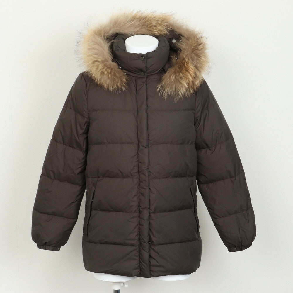 美品 モンクレール バレンタイン ウエストシェイプ ダウンジャケット コート 00 フード 付 アウター 上着 49353レディース MRM BL14-10