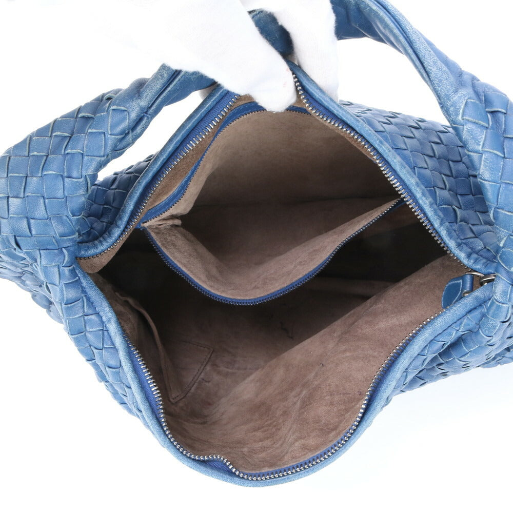 ボッテガヴェネタ イントレチャート ホーボー ブルー レザー ショルダーバッグ 肩掛け トート ハンド レディース MRM BL28-9