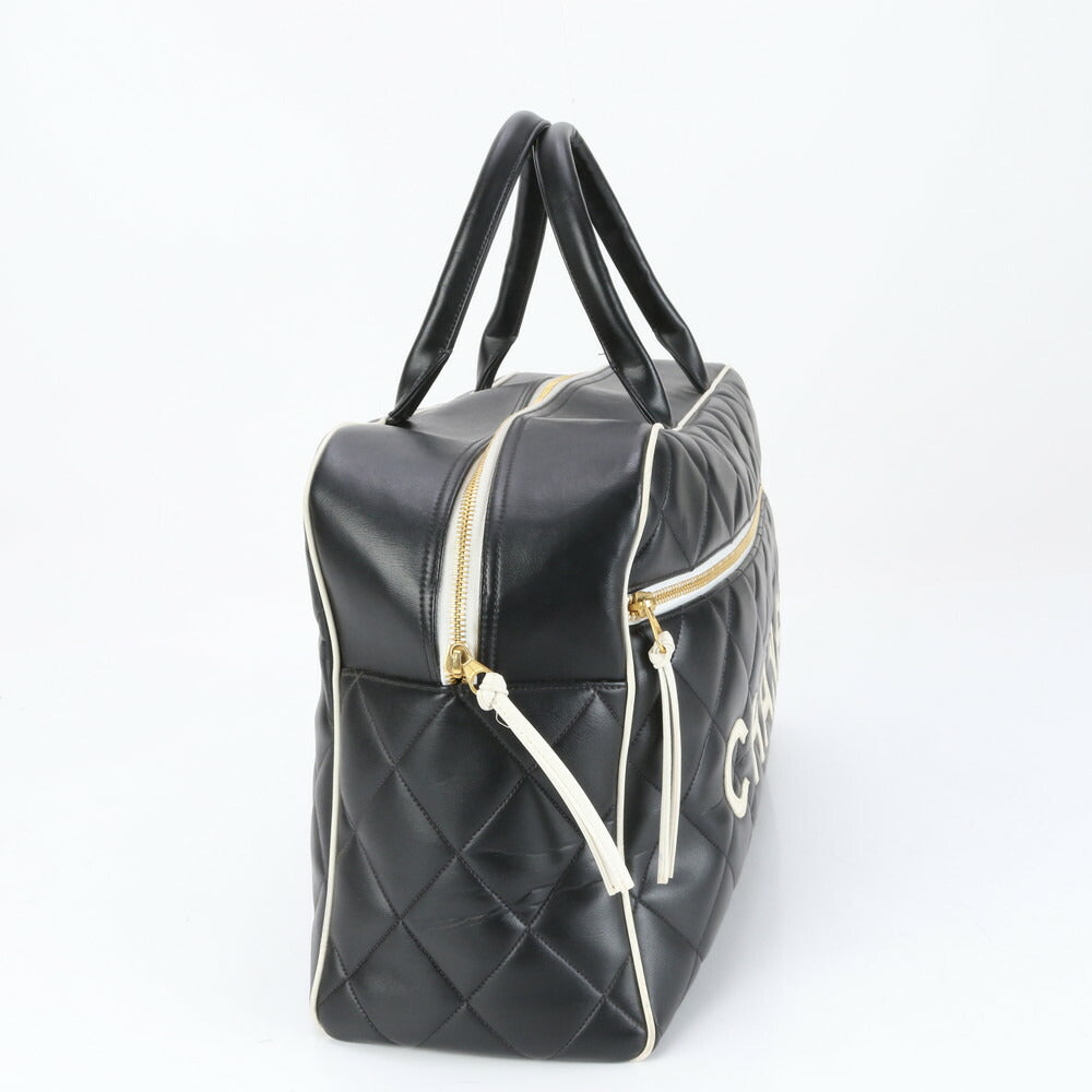 極美品 シャネル シリアルシール付 マトラッセ ロゴ レザー ボストン バッグ 出張 旅行 ハンド ショルダー A4 レディース MME BM16-6