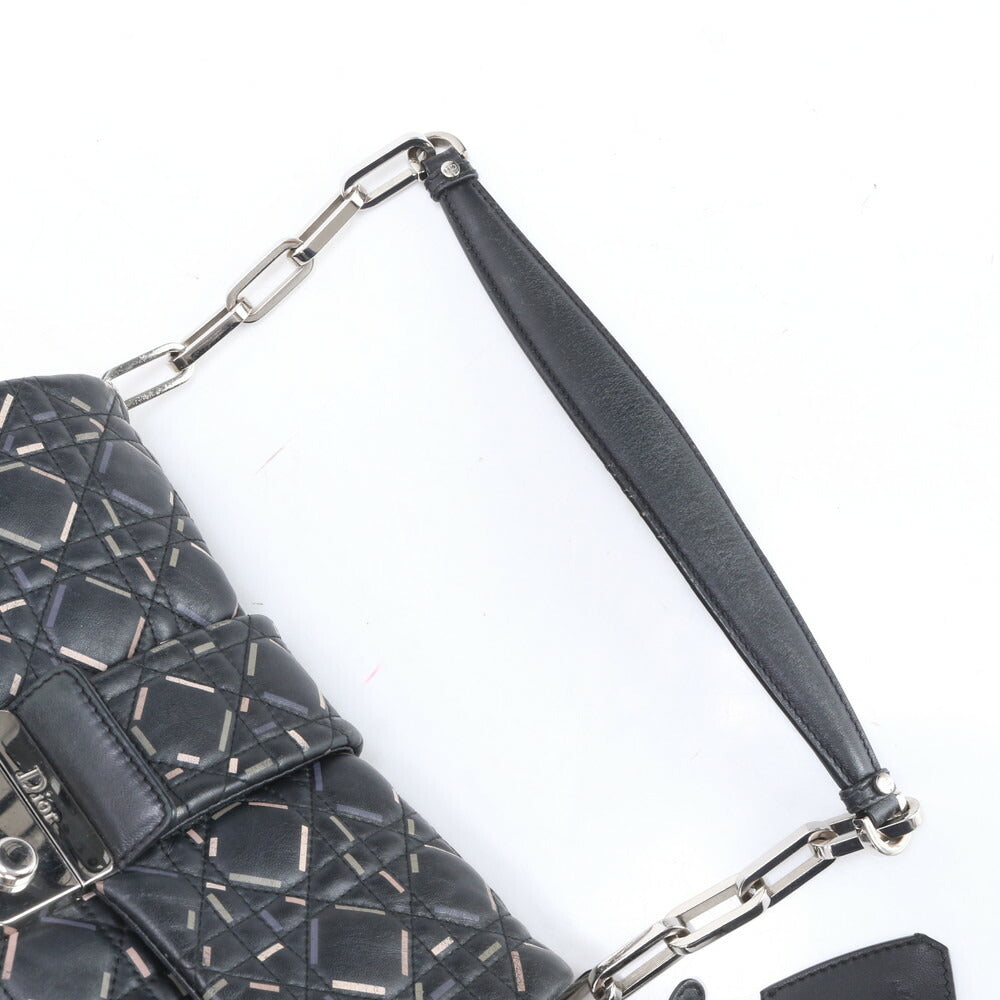 クリスチャンディオール ギャランティ付 カナージュ ニューロック レザー ショルダーバッグ 肩掛け ブラック レディース RRM BR2-7