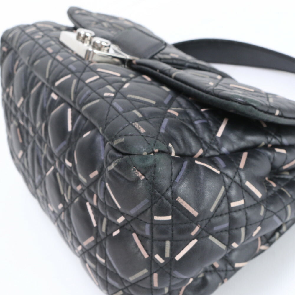 クリスチャンディオール ギャランティ付 カナージュ ニューロック レザー ショルダーバッグ 肩掛け ブラック レディース RRM BR2-7