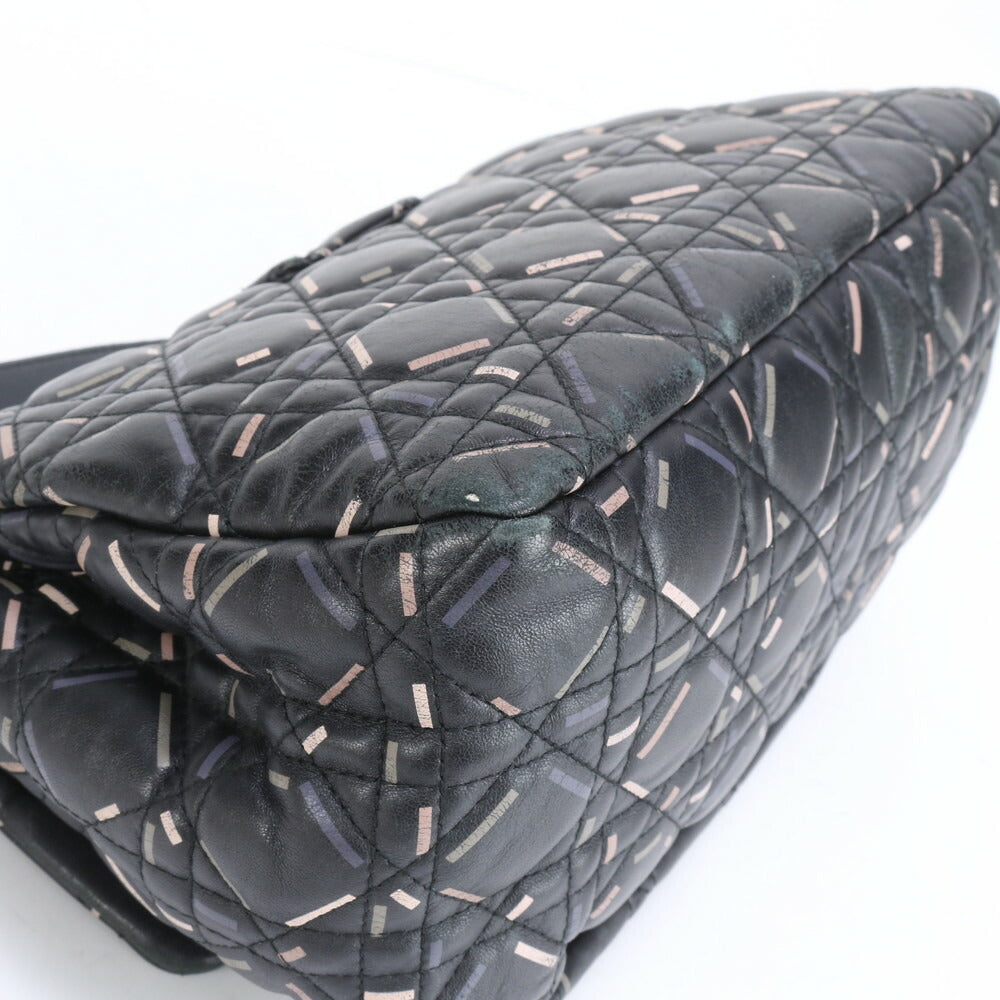 クリスチャンディオール ギャランティ付 カナージュ ニューロック レザー ショルダーバッグ 肩掛け ブラック レディース RRM BR2-7