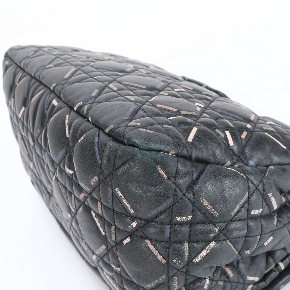 クリスチャンディオール ギャランティ付 カナージュ ニューロック レザー ショルダーバッグ 肩掛け ブラック レディース RRM BR2-7