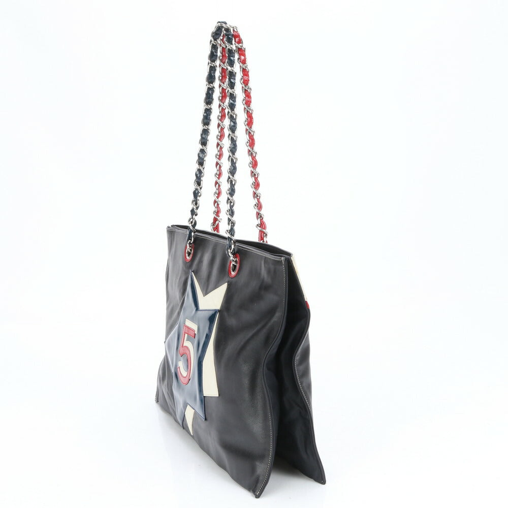 極美品 シャネル シリアルシール付 No5 スター トリコロール チェーン レザー ショルダーバッグ 肩掛け トート レディース MMM BV6-1