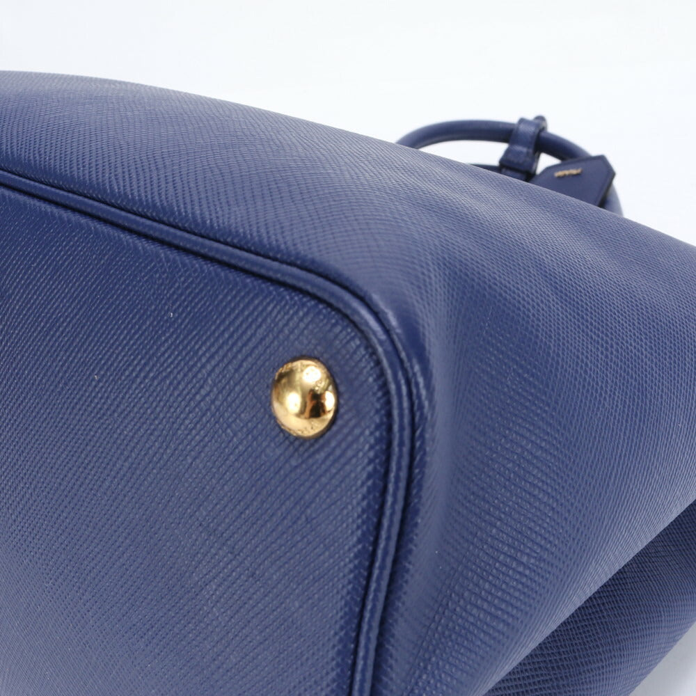極美品 プラダ サフィアーノ ブルー レザー トート バッグ 肩掛け ショルダー ハンド A4 レディース RRM BV7-1
