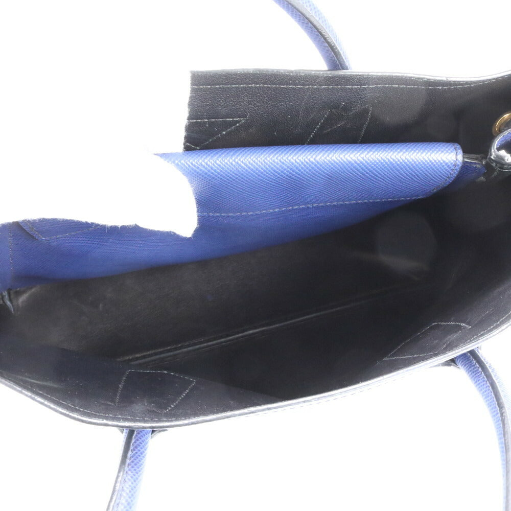 極美品 プラダ サフィアーノ ブルー レザー トート バッグ 肩掛け ショルダー ハンド A4 レディース RRM BV7-1