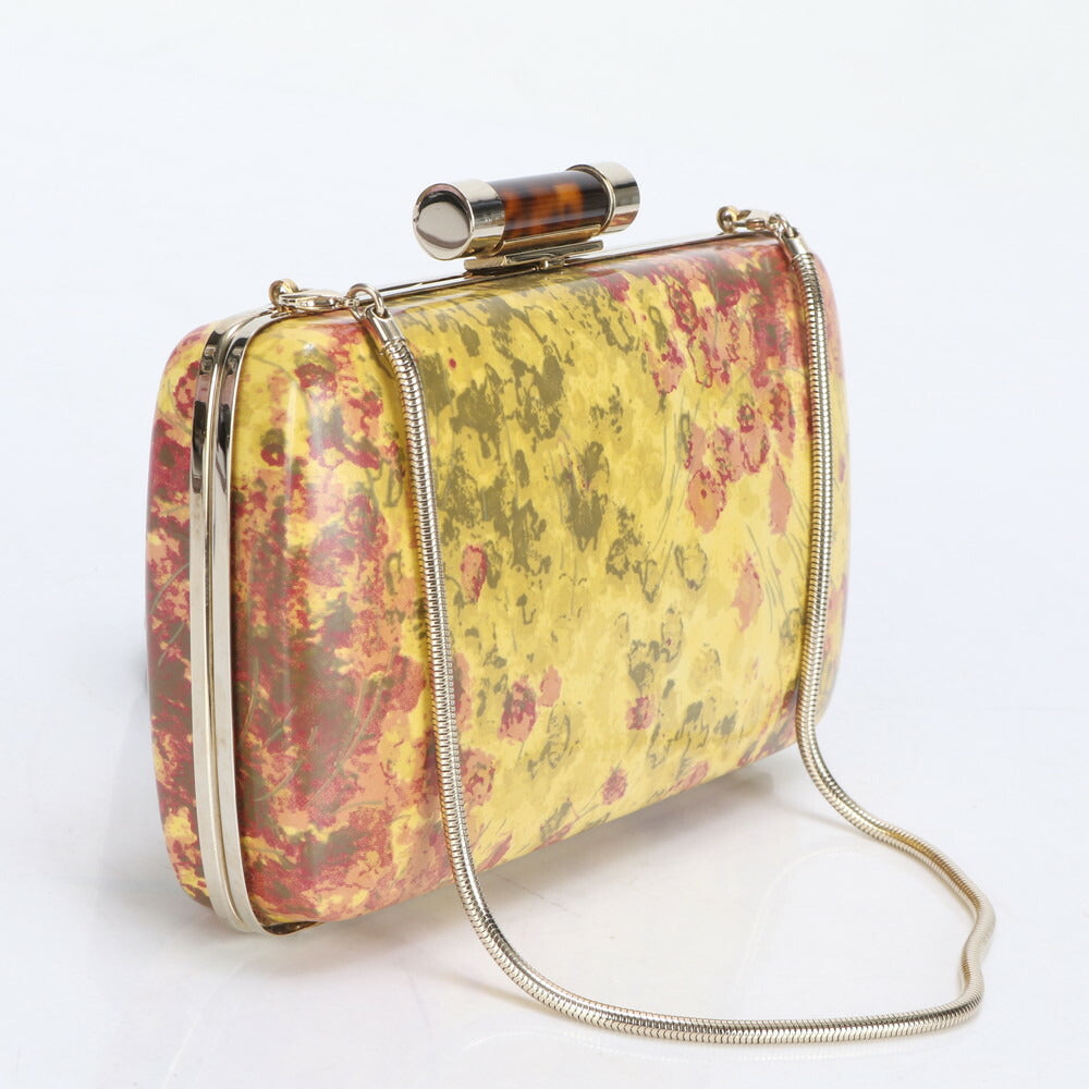 美品 バリー フローラル がま口 ゴールド スネーク チェーン ショルダーバッグ 肩掛け トート ハンド クラッチ レディース RRE CE27-10