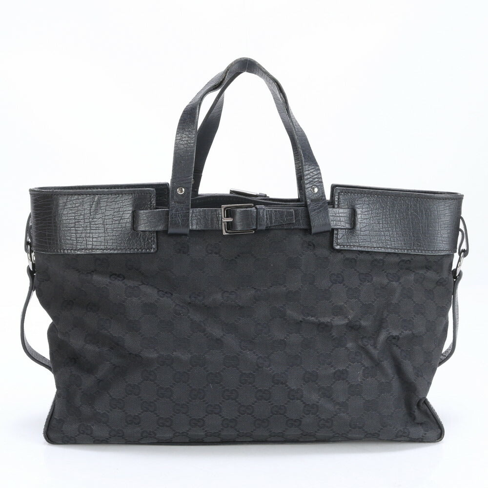 グッチ GG キャンバス レザー ベルト トート バッグ ショルダー ビジネス 通勤 書類鞄 ブラック A4 106251 レディース EUE BW3-2