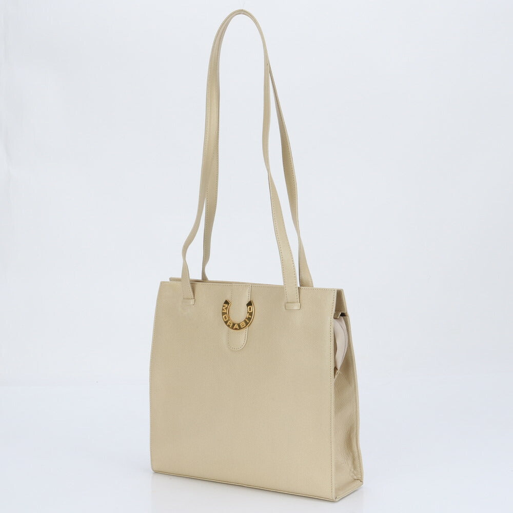 モラビト レザー ダブル ショルダーバッグ 肩掛け トート ハンド ゴールド 金具 ベージュ レディース EEE BW6-4