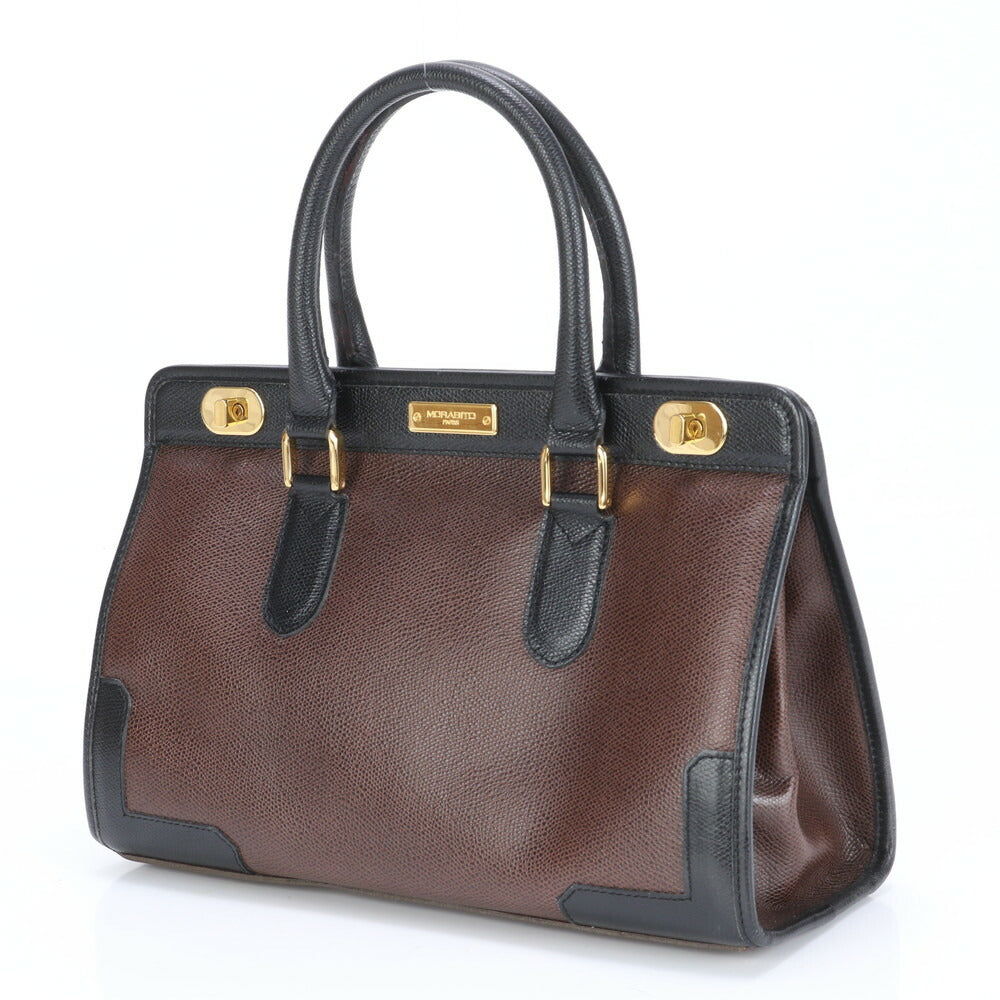モラビト ターンロック レザー ハンドバッグ トート ブラック 黒 ブラウン 茶色 トップハンドル ゴールド 金具 レディース EEE BW6-3