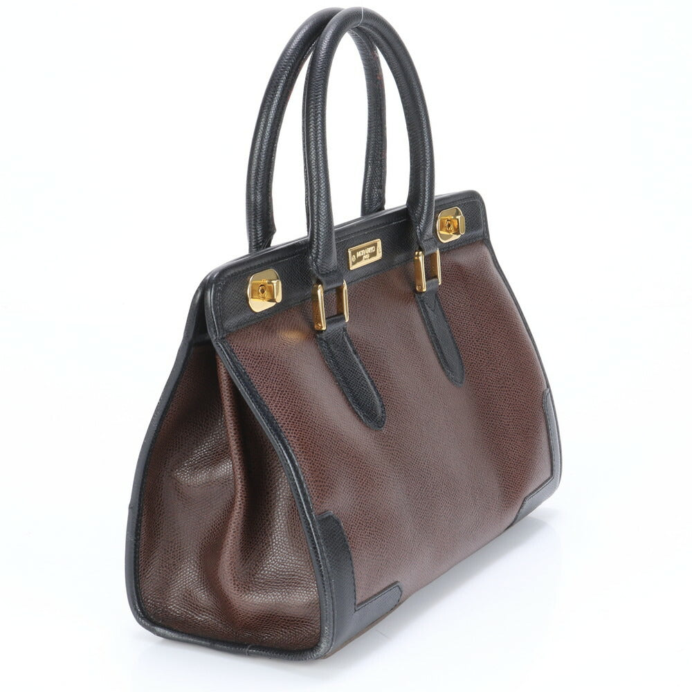 モラビト ターンロック レザー ハンドバッグ トート ブラック 黒 ブラウン 茶色 トップハンドル ゴールド 金具 レディース EEE BW6-3