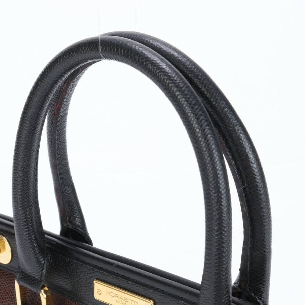 モラビト ターンロック レザー ハンドバッグ トート ブラック 黒 ブラウン 茶色 トップハンドル ゴールド 金具 レディース EEE BW6-3