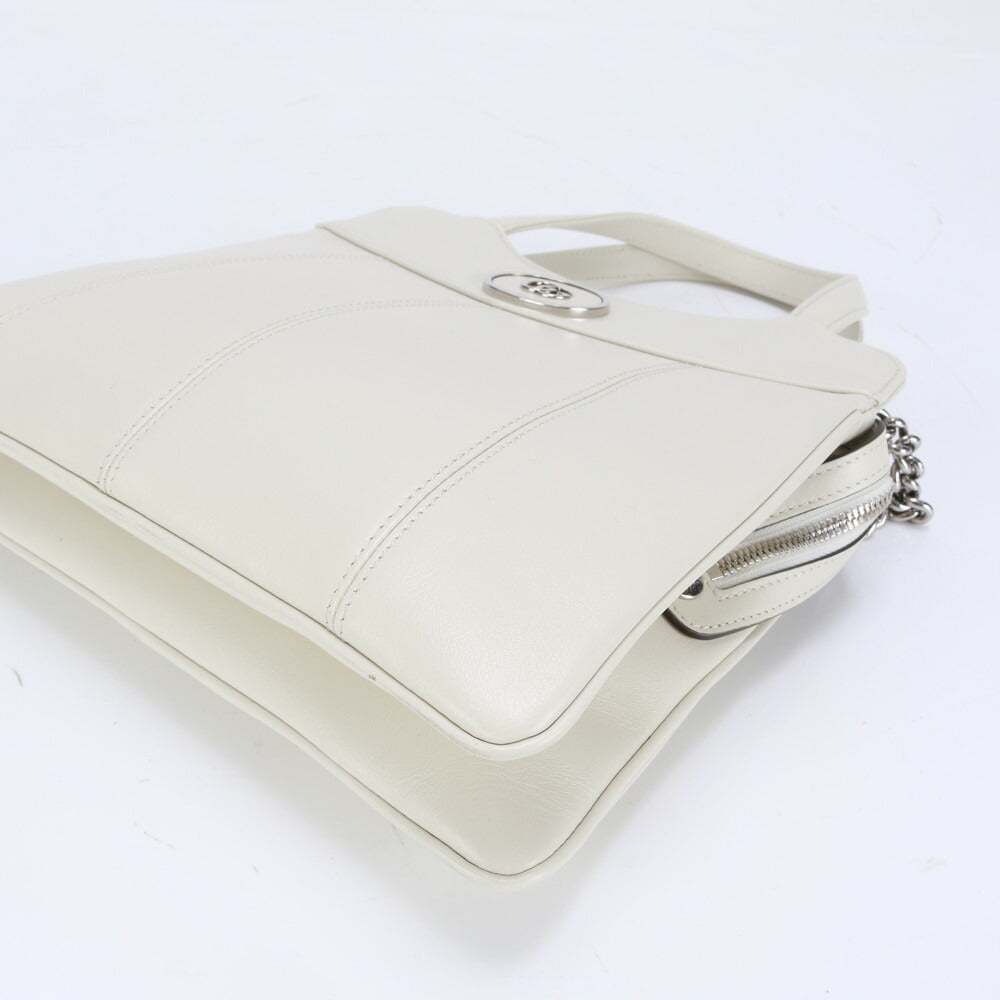 新品同様 グッチ GG シルバー チェーン ショルダー レザー 2WAY トート バッグ 斜め掛け ハンド 745918 レディース EEE BW9-5