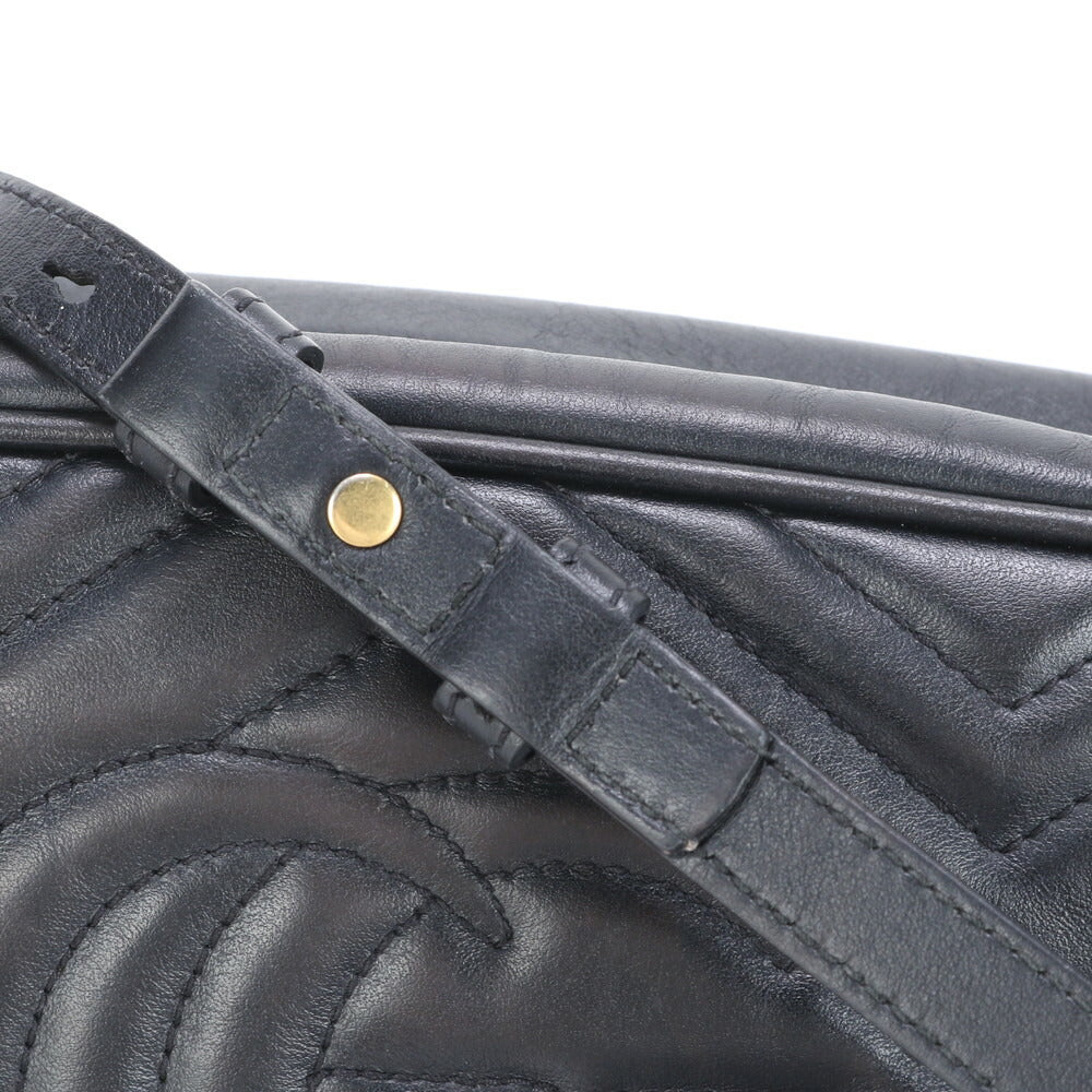 美品 グッチ GG マーモント キルティング レザー チェーン ショルダーバッグ 斜め掛け ハンド トート 447632 レディース ECE BX2-2