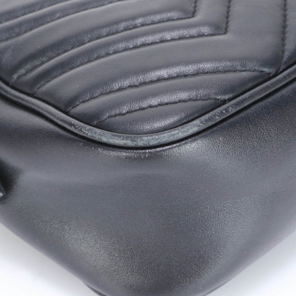 美品 グッチ GG マーモント キルティング レザー チェーン ショルダーバッグ 斜め掛け ハンド トート 447632 レディース ECE BX2-2