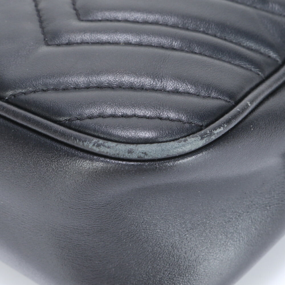 美品 グッチ GG マーモント キルティング レザー チェーン ショルダーバッグ 斜め掛け ハンド トート 447632 レディース ECE BX2-2