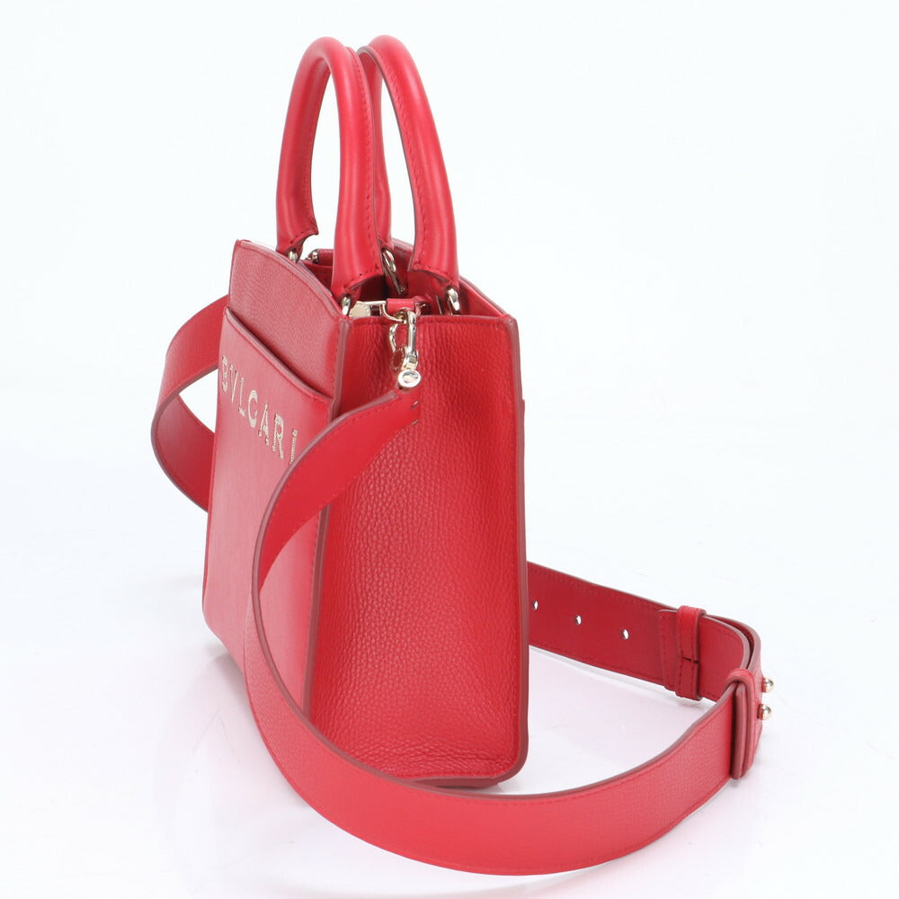 未使用 ブルガリ RFID付 ロゴ レザー 2WAY ショルダーバッグ 斜め掛け クロスボディ ハンド トート レディース EEE BX7-2