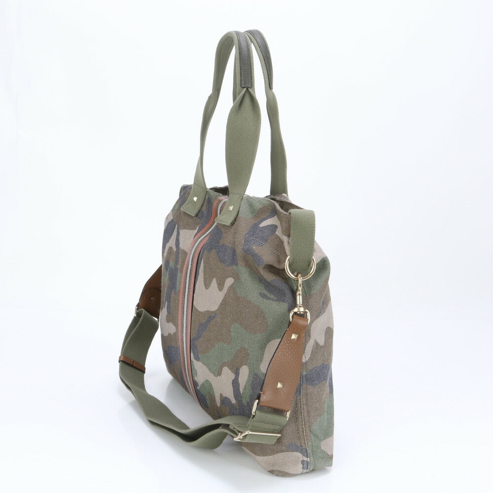 美品 ヴァレンティノ ガラヴァーニ カモフラージュ 迷彩 レザー 2WAY トート バッグ 斜め掛け ショルダー A4 メンズ EEE BX14-6