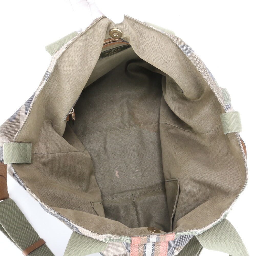 美品 ヴァレンティノ ガラヴァーニ カモフラージュ 迷彩 レザー 2WAY トート バッグ 斜め掛け ショルダー A4 メンズ EEE BX14-6