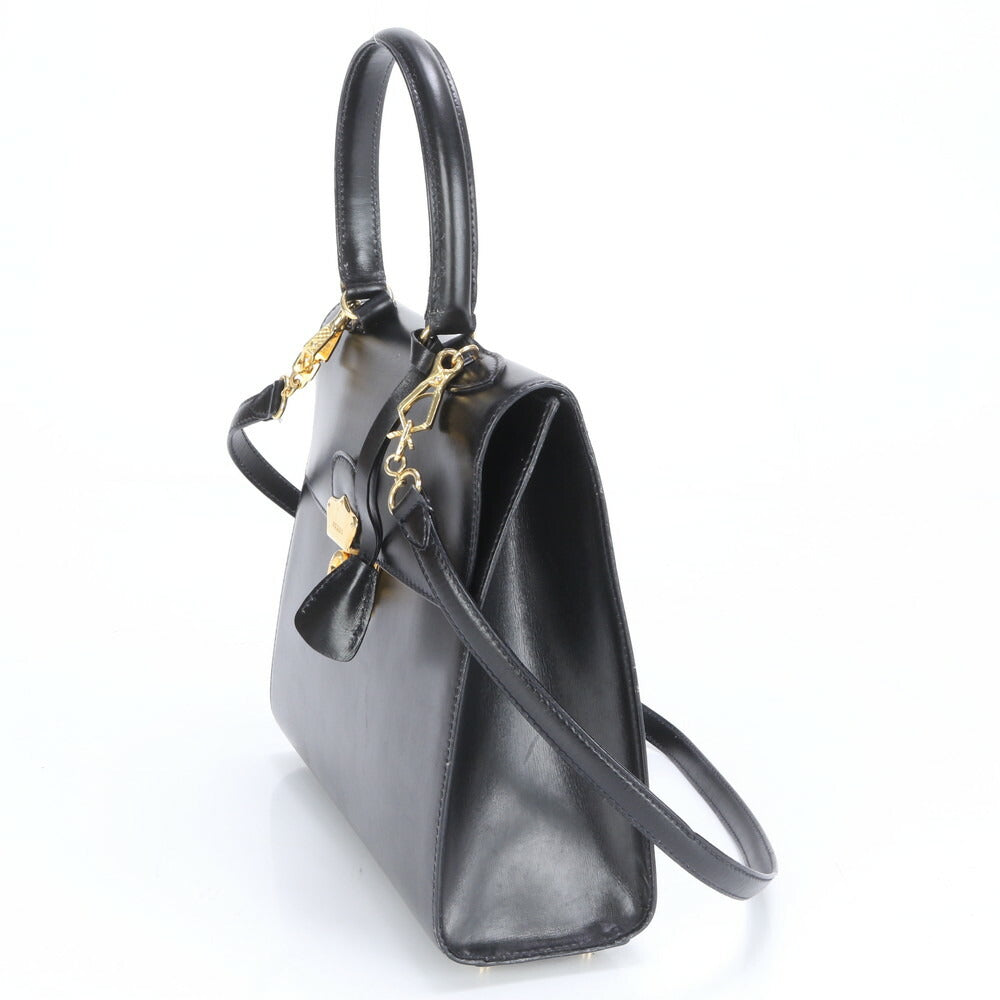 プラダ レザー 2WAY ショルダーバッグ 斜め掛け ハンド トート 本革 ブラック 黒 ゴールド金具 レディース RRM BY9-2