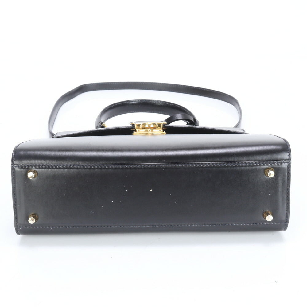 プラダ レザー 2WAY ショルダーバッグ 斜め掛け ハンド トート 本革 ブラック 黒 ゴールド金具 レディース RRM BY9-2