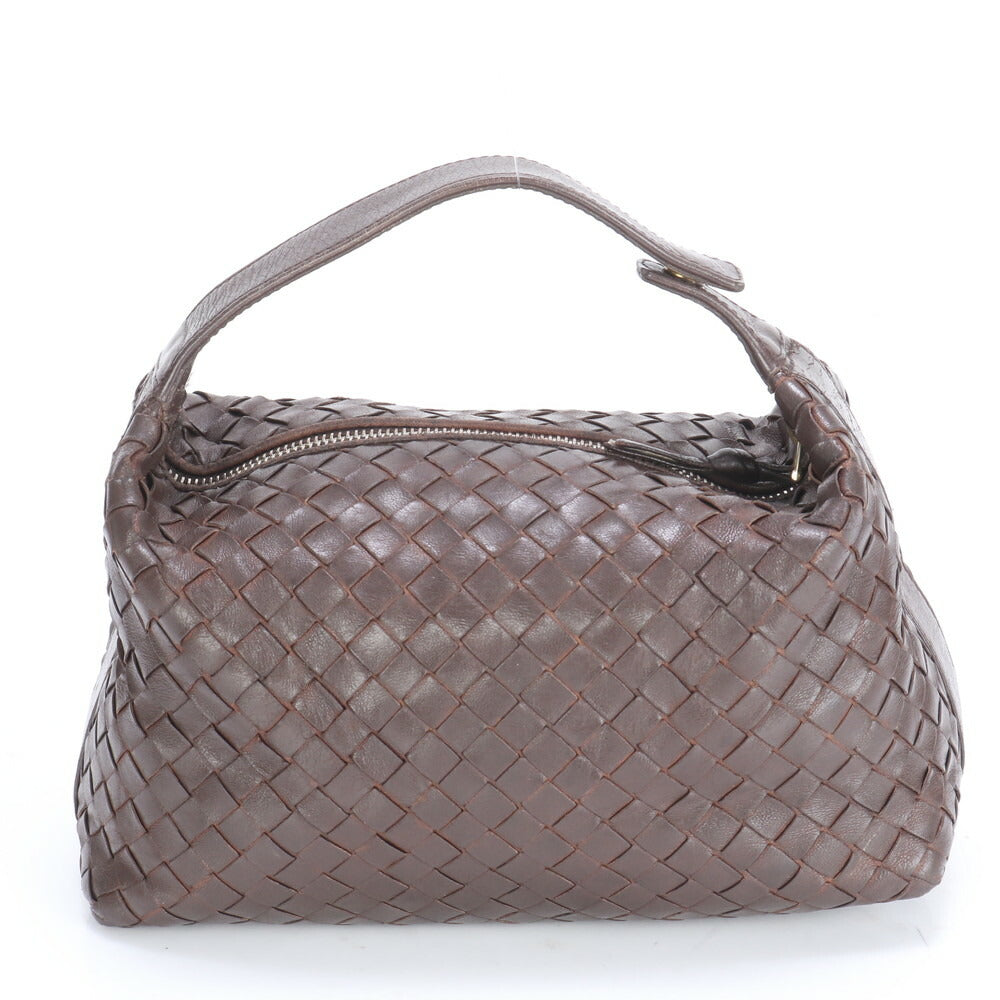 極美品 ボッテガヴェネタ イントレチャート レザー ハンドバッグ 本革 ブラウン 茶色 ブランド レディース RUM CU20-2