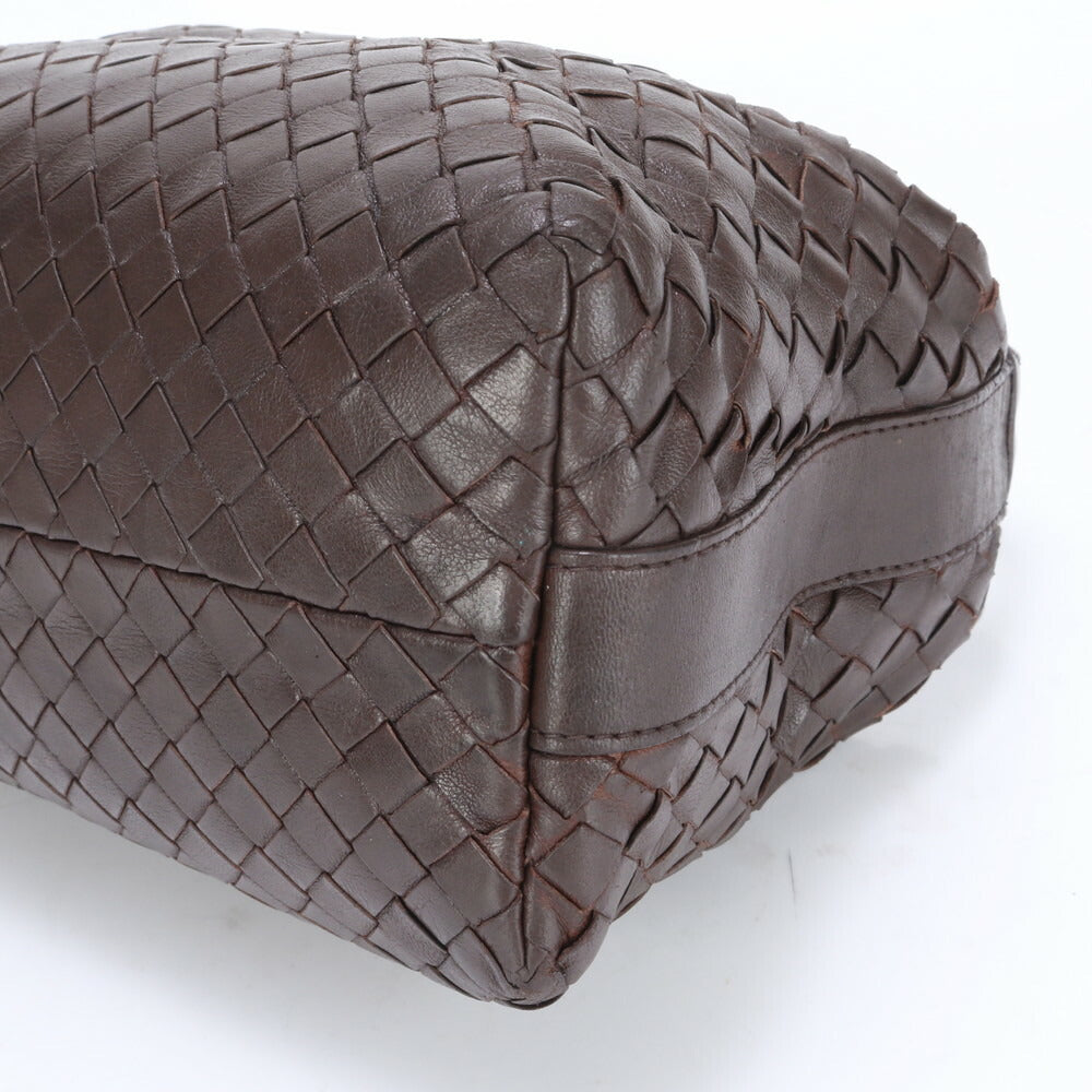 極美品 ボッテガヴェネタ イントレチャート レザー ハンドバッグ 本革 ブラウン 茶色 ブランド レディース RUM CU20-2