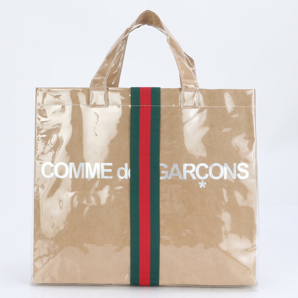 極美品 グッチ シェリー ライン コムデギャルソン コラボ PVC トート バッグ ショルダー 通勤 A4 メンズ レディース MUM BY7-3