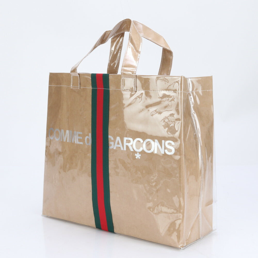 極美品 グッチ シェリー ライン コムデギャルソン コラボ PVC トート バッグ ショルダー 通勤 A4 メンズ レディース MUM BY7-3